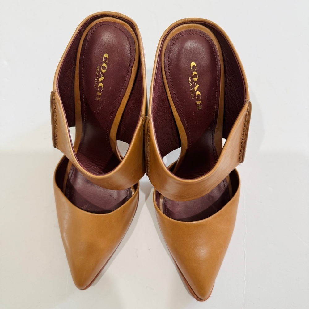 Coach tan leather wooden heels EUC - Picture 3 of 15
